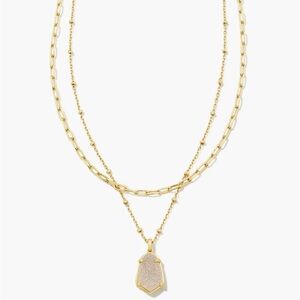 Kendra Scott Alexandria Gold Multi Strand Necklace in Iridescent Drusy